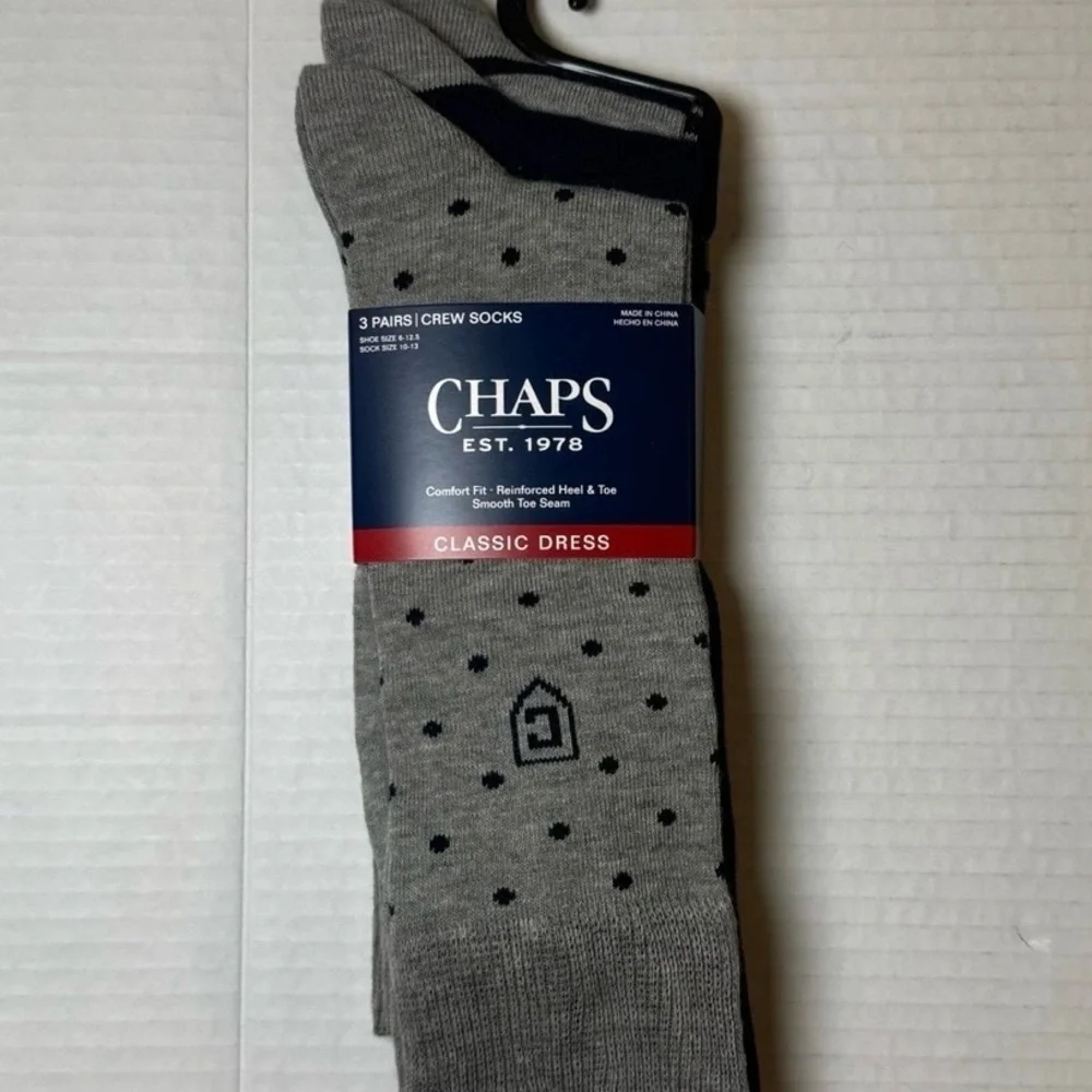 Chaps Classic Dress Dot Crew Socks & Chaps Classic Dress Ribbed Crew Socks 3pk